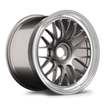 Two aluminum alloy wheels with multi-spoke design and polished lip finish on white background - APEX Wheels wheel for 19x12 ET46 PSCL - Anthracite - Machined Lip