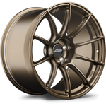 Bronze finished alloy wheel with ten-spoke design, center cap, and lug bolt holes on white background - APEX Wheels wheel for 19x11 ET9 5x120 - Satin Bronze
