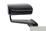 Black carbon fiber aero mirror with rectangular housing and curved mounting arm on white background - APR Performance aero mirror for Scion FRS BRZ GT-86