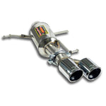 wide view of Supersprint Rear exhaust Left "Racing" OO80 for BMW E90 LCI Sedan 335i / 335xi 2005-2012 with white background