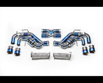 A top view of RYFT Titanium Performance Exhaust System Chevrolet C8 Z51 2020+ with white background with all its parts