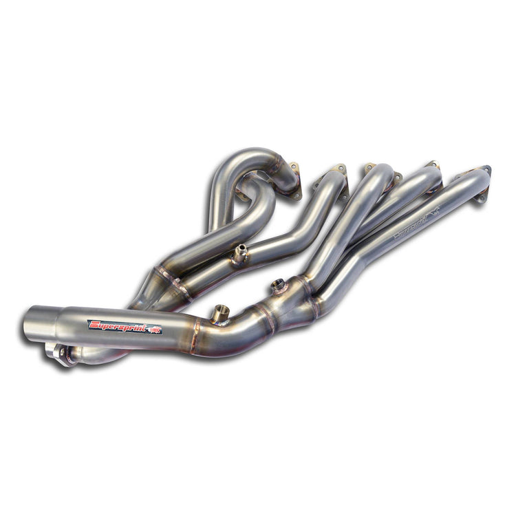 wide view of Supersprint Manifold (Replaces OEM catalytic converter) (Left Hand Drive) for BMW E46 M3 3.2i Coupé/Cabrio 2001-2006 with white background