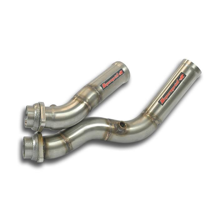 wide view of Supersprint Connecting pipes kit for OEM manifold (Replaces catalytic converter) (Weld on connection) for BMW E46 M3 3.2i Coupé/Cabrio 2001-2006 (Ø60mm - Single Pipe) with white background