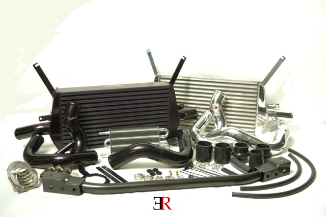 A front view of Evolution Racewerks Audi A4 (B6) Competition Series Front Mount Intercooler (FMIC) Kit with a white background