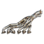 wide side view of Supersprint Manifold "Step Design" (Replaces OEM catalytic converter) (Left / Right Hand Drive) for BMW E46 M3 3.2i Coupé/Cabrio 2001-2006 (USA Model Ø60mm - Single Pipe) with white background