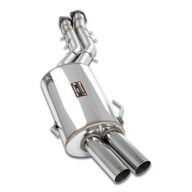 wide top view of Supersprint Rear exhaust "Racing" OO70 100% Stainless Steel for BMW E36 M3 3.0 1992-1995 with white background