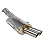 wide side view of Supersprint Rear exhaust "Racing" OO70 for BMW E36 All models 1990-2000 with white background