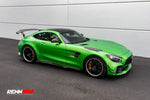 Green AMG GT R car rear three-quarter with the side skirts - Carbon Fiber Side Skirts for the 2018-2021 AMG GT R / GT R Pro