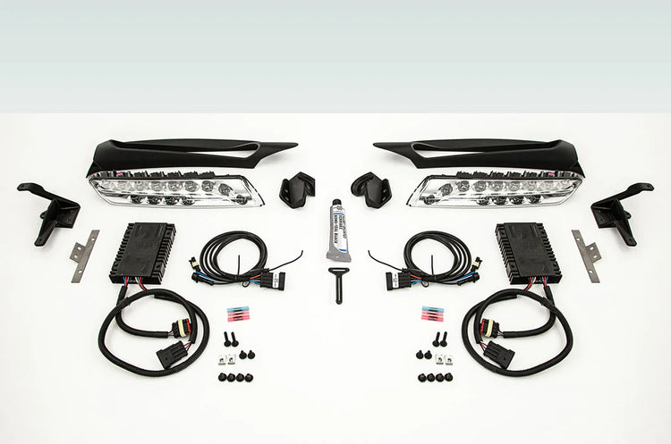 A top view of TECHART Multifunctional Daytime Running Light "black" for Porsche 970 Panamera Turbo / GTS from MY14