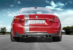 Red BMW 435i F32 rear view with Capristo rear skirt apron diffuser