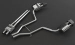 Capristo Panamera 970 valved exhaust with mid-pipes, angled view of black rectangular tips