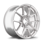 Silver alloy wheel with ten-spoke design and machined finish on clean white background - APEX Wheels wheel for 18x9 ET41 5x130 - Race Silver