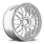 Silver forged aluminum wheel with multi-spoke design and polished stepped lip barrel on white background - APEX Wheels wheel for 20x9 ET47 PSCL - Race Silver - Machined Lip