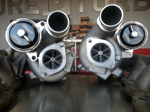 A front view of Pure Turbos Nissan GT-R R35 PURE1000 Turbo Upgrade with on a table