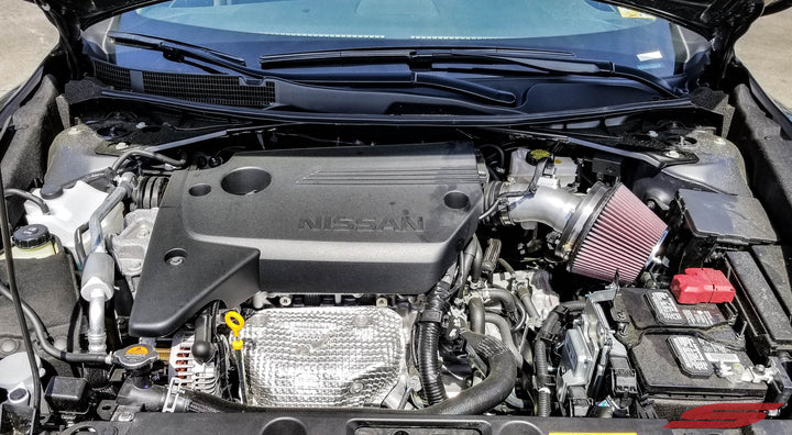 Close up view of Stillen Hi-Flow Air Intake Kit (Short Ram) [L33] for Nissan Altima Sedan (2013-2014) fitted inside a car