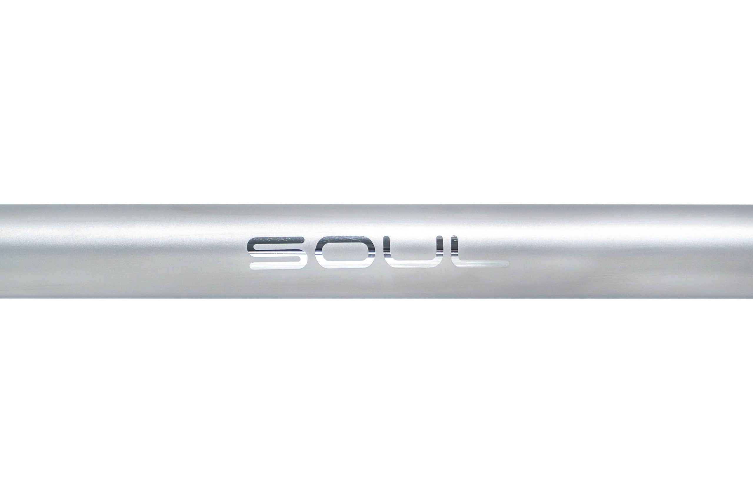 Soul Huracan Performante stainless steel race exhaust system: close-up of the SOUL logo on a pipe