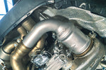 Soul 992.2 Carrera competition link pipes: sport cat installed, close view