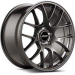Gray alloy wheel with multi-spoke design and five-bolt pattern displayed on clean white background - APEX Wheels wheel for 19x9 ET30 5x120 - Anthracite
