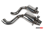 S 550 Coupe mufflers from an angle - Valved Sport Mufflers for the 2015-2017 S 550 Coupe