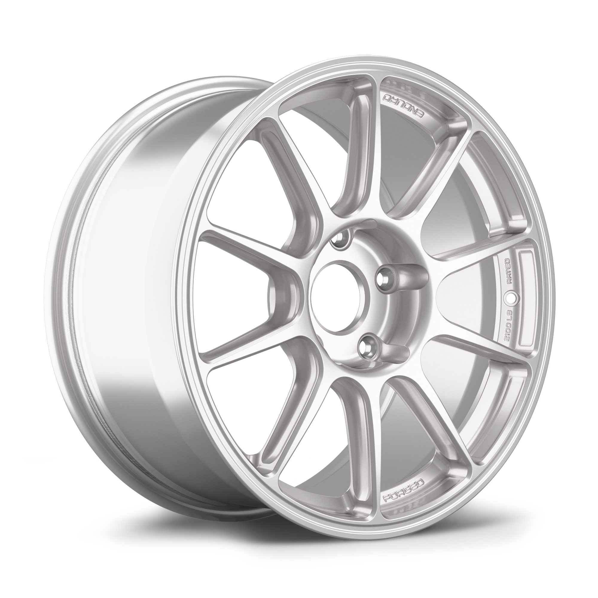 Silver alloy wheel with 10-spoke design and machined finish isolated on white background - APEX Wheels wheel for 18x11 ET57 5x120.65 - Race Silver