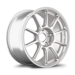 Silver alloy wheel with 10-spoke design and machined finish isolated on white background - APEX Wheels wheel for 18x11 ET57 5x120.65 - Race Silver