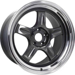 A front view of Volk Racing 21C Wheel 18x9.5 5x114.3 30mm Gunmetal with white background