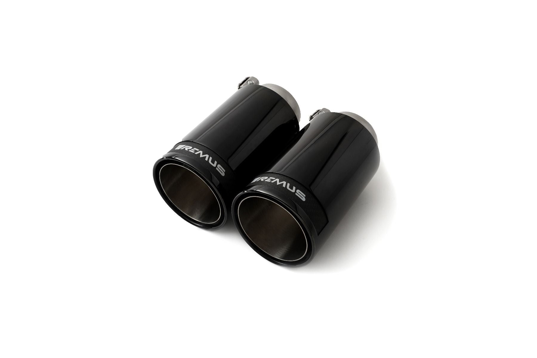 Street Race Black Chrome Straight 98mm tail pipes for the Remus Cayenne E-Hybrid Axle-Back Exhaust