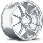 Silver alloy wheel with ten-spoke design and brushed aluminum finish on clean white background - APEX Wheels wheel for 17x9 ET61 5x114.3 - Brushed Clear