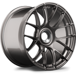 Single forged aluminum wheel with complex multi-spoke design in anthracite finish on white background - APEX Wheels wheel for 19x12 ET46 PSCL - Anthracite
