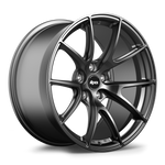 Dark gray alloy wheel with Y-spoke design, five-bolt pattern, and machined center cap on white background - APEX Wheels wheel for 19x12.5 ET55 5x120.65 - Satin Black
