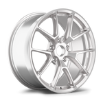 Silver alloy wheel with split-spoke design featuring five dual-spoke pattern and machined finish on white background - APEX Wheels wheel for 19x9 ET48 5x130 - Race Silver