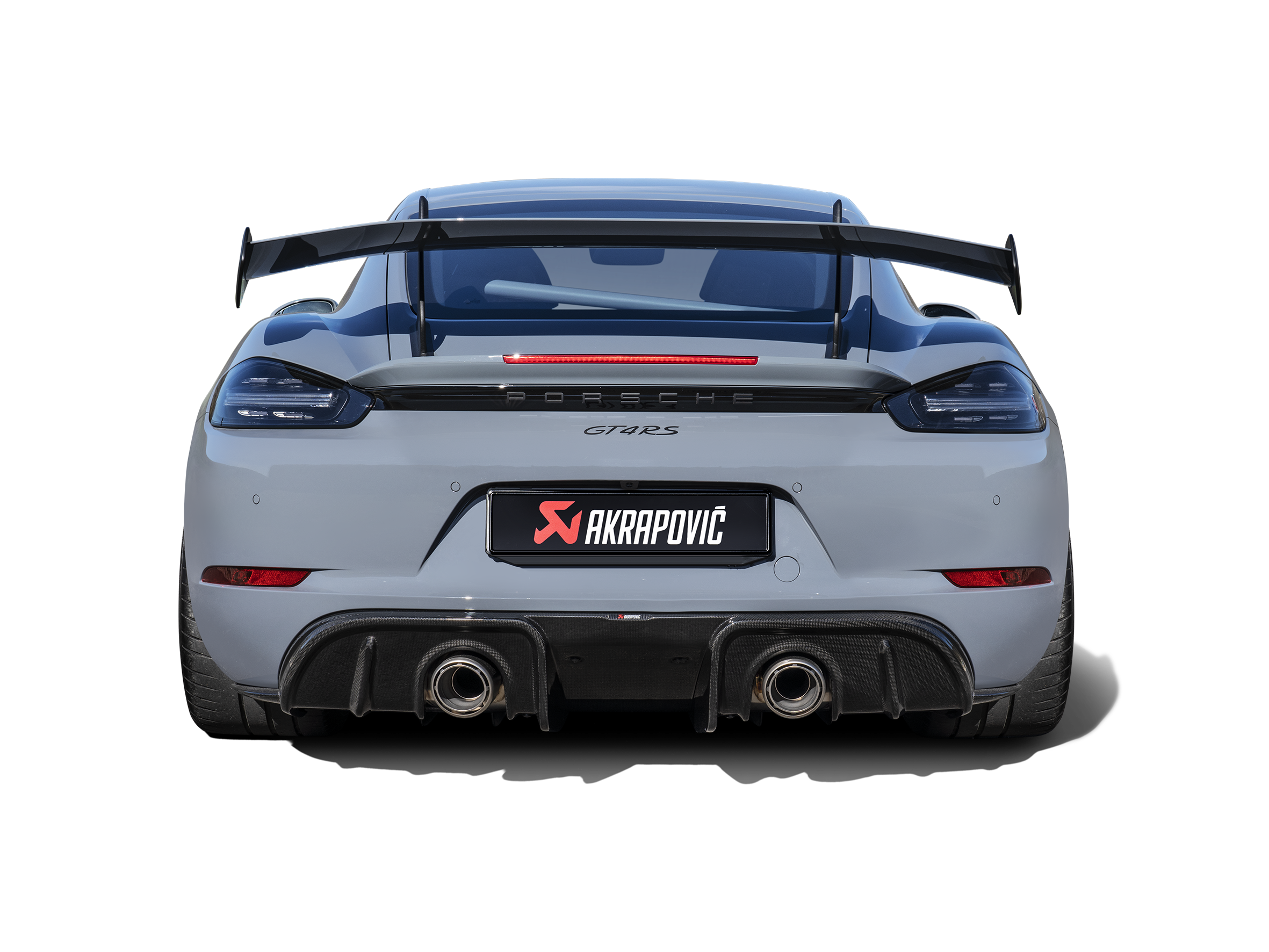 Akrapovic Porsche 718 Cayman GT4 RS Slip-On Race Line (Titanium) S-PO/TI/24 for Porsche 718 Cayman GT4 RS / Spyder RS 982 2022-2025, rear view