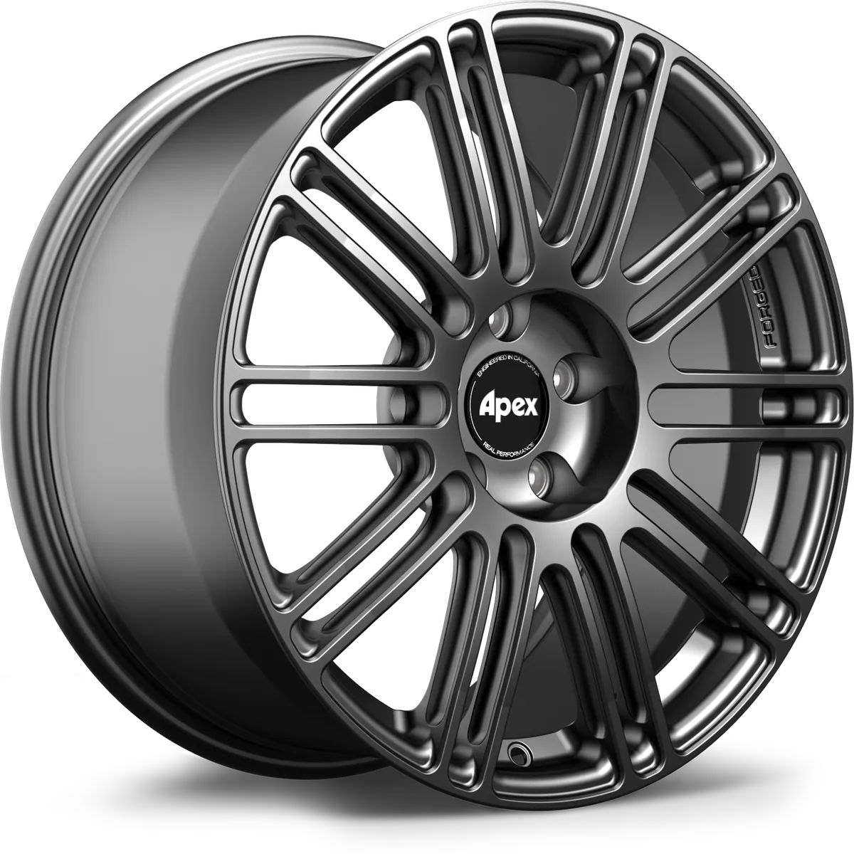 A front view of APEX TC-10RT Forged Wheel for Audi and VW in Satin Black with white background