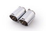 Pair of polished chrome tail pipes, Chrome Angled 102mm tip option for the Remus F87 M2 Competition Race Axle-Back Exhaust