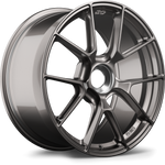 Gunmetal alloy wheel with multi-spoke design and machined center hub on white background - APEX Wheels wheel for 19x9.5 ET45 PSCL - Anthracite