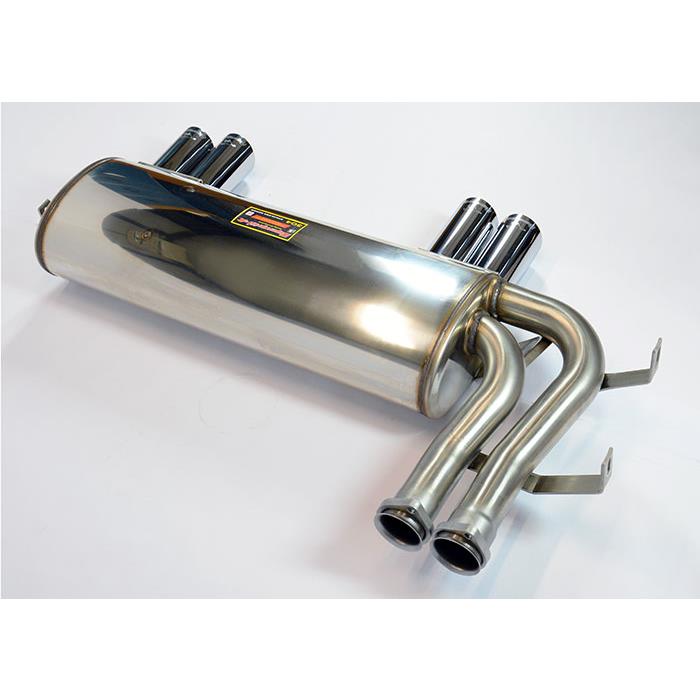 close side view of Supersprint Rear muffler "Sport" Right - Left for BMW E46 M3 3.2i Coupé/Cabrio 2001-2006 (Ø60mm - Single Pipe) with white background