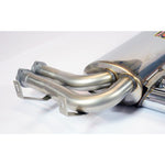 close front view of Supersprint Rear muffler "Sport" Right - Left for BMW E46 M3 3.2i Coupé/Cabrio 2001-2006 (Ø60mm - Single Pipe) with white background