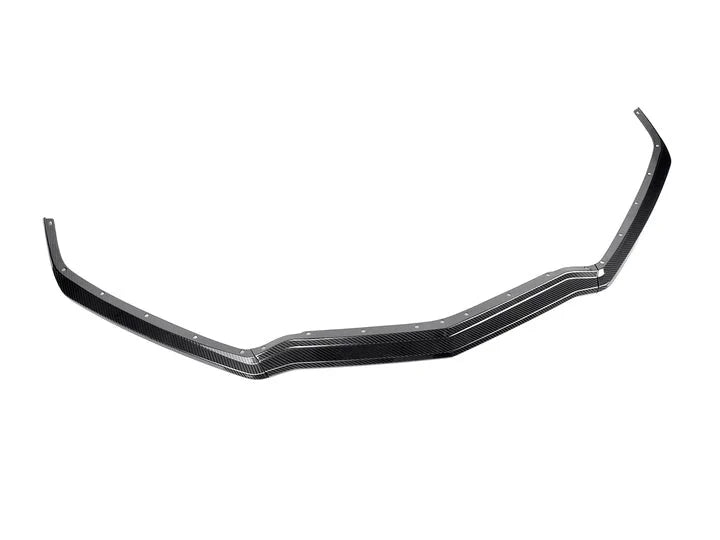 A side wide view of AUTOTECKNIC DRY CARBON COMPETITION FRONT AERO LIP - CHEVROLET CORVETTE C8 2020-2023 with white background