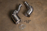 Valvetronic Designs high-flow 400 cell catted downpipes for Audi C8 RS6 and RS7, T304 stainless steel with TIG welds and hardware kit. 