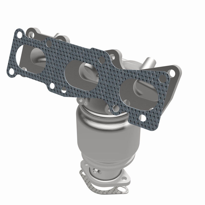 MagnaFlow 5582855 carb manifold converter, opposite front three-quarter view of the turntable spin