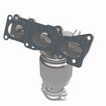 MagnaFlow 5582855 carb manifold converter, opposite front three-quarter view of the turntable spin
