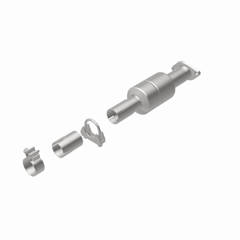 MagnaFlow 5571924 carb direct-fit catalytic converter, rear view of the turntable spin