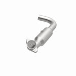MagnaFlow 5451498 carb direct-fit catalytic converter, opposite front three-quarter view of the turntable spin