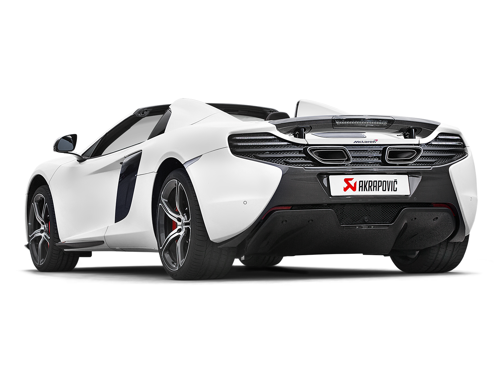Akrapovic McLaren 650S/650S Spyder Slip-On Line (Titanium) w/ Carbon Tips S-MC/TI/2 for McLaren 650S / 650S Spider P11 2015-2016, side view