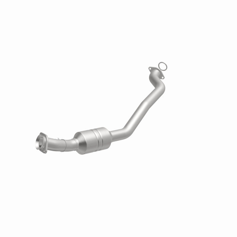 MagnaFlow 5551879 carb direct-fit catalytic converter, opposite front three-quarter view of the turntable spin