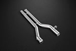 Capristo C63 W204 mid-silencer spare pipes, angled view