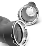 Close-up of circular charge pipe connection adapters