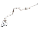 AWE 0FG side exit cat-back for the 2021+ F-150 on white with twin Chrome Silver 4.5-inch tips