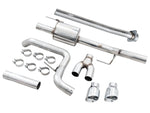 AWE 0FG side exit kit parts for the F-150: pipes, muffler section, clamps and Chrome tips