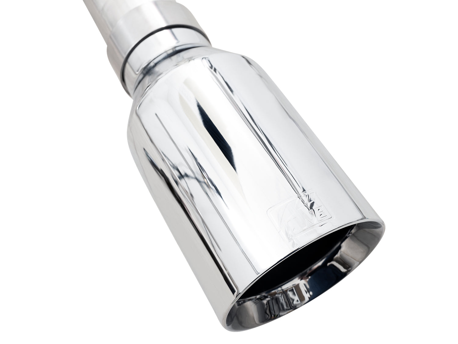 Close-up of a 5-inch Chrome Silver double-walled straight-cut AWE tip